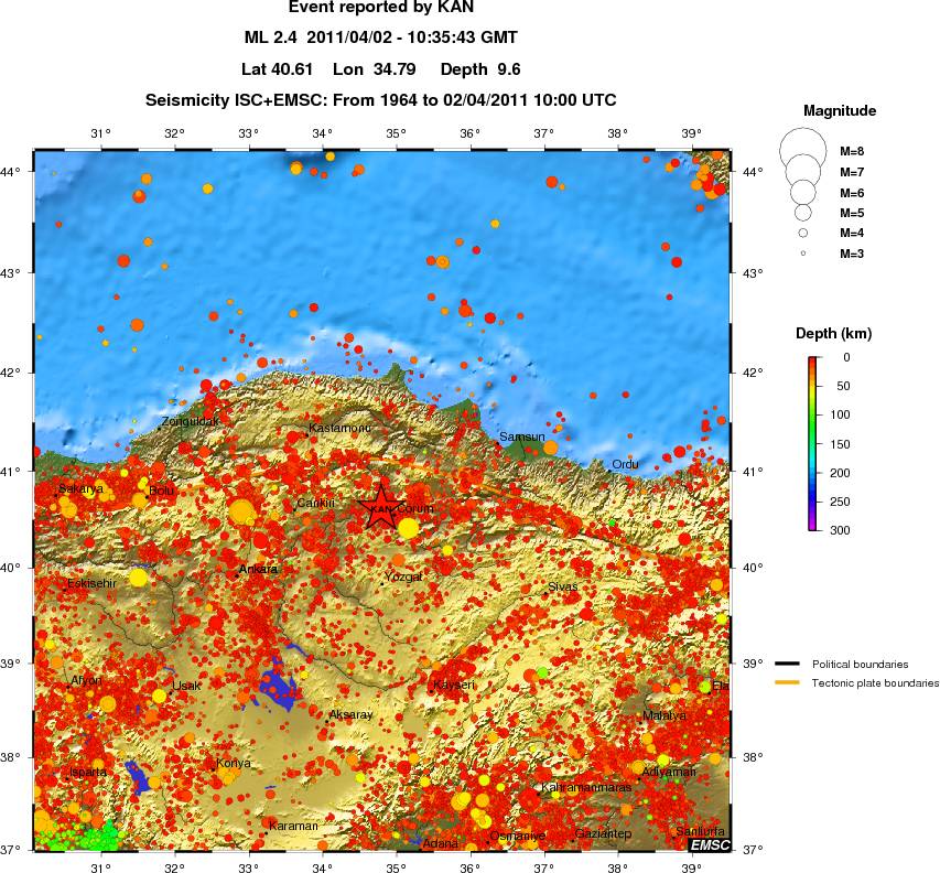 regional depth historical seismicity