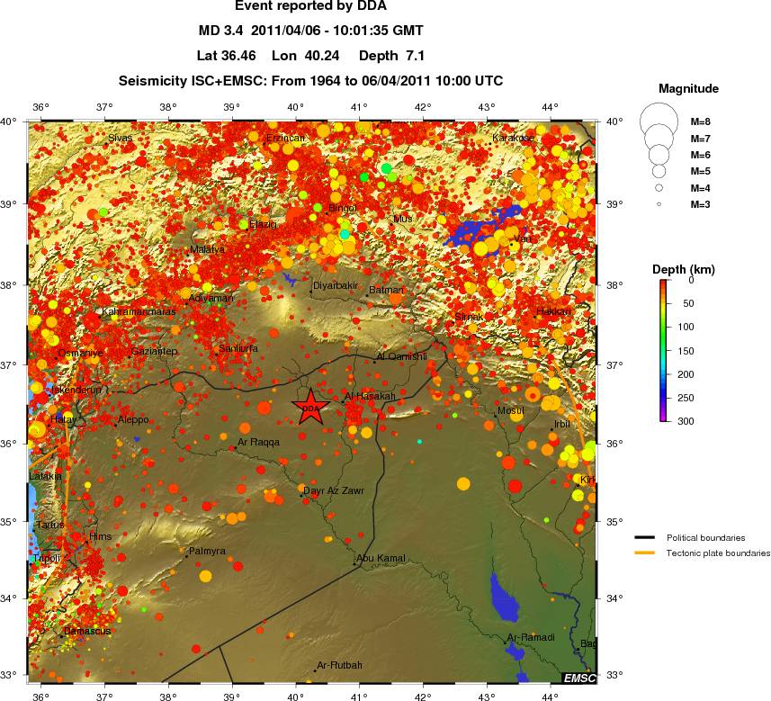 regional depth historical seismicity