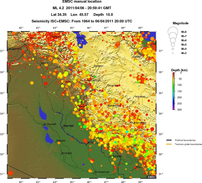 regional depth historical seismicity