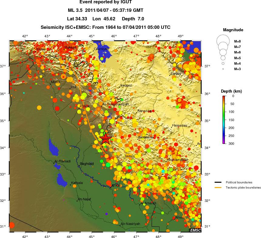 regional depth historical seismicity