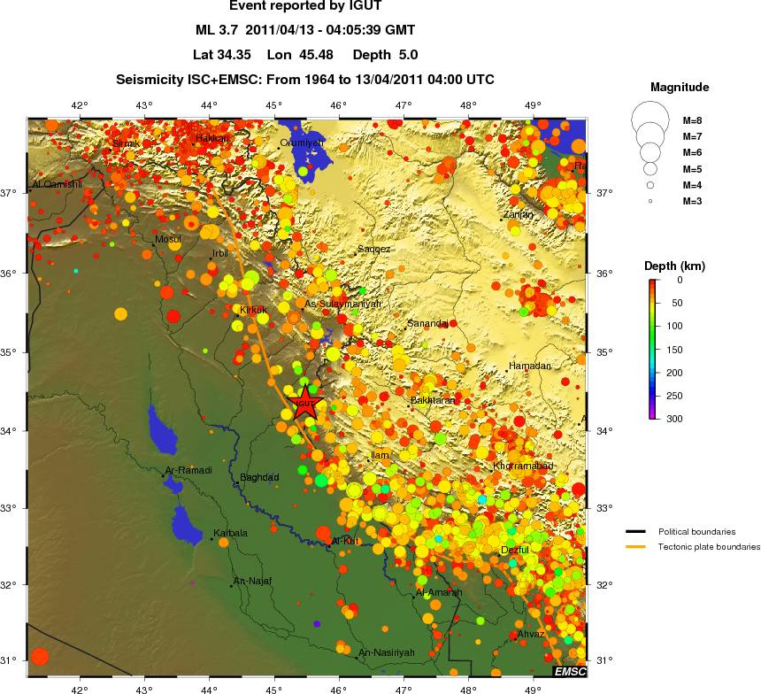 regional depth historical seismicity
