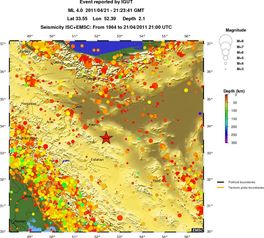 regional depth historical seismicity