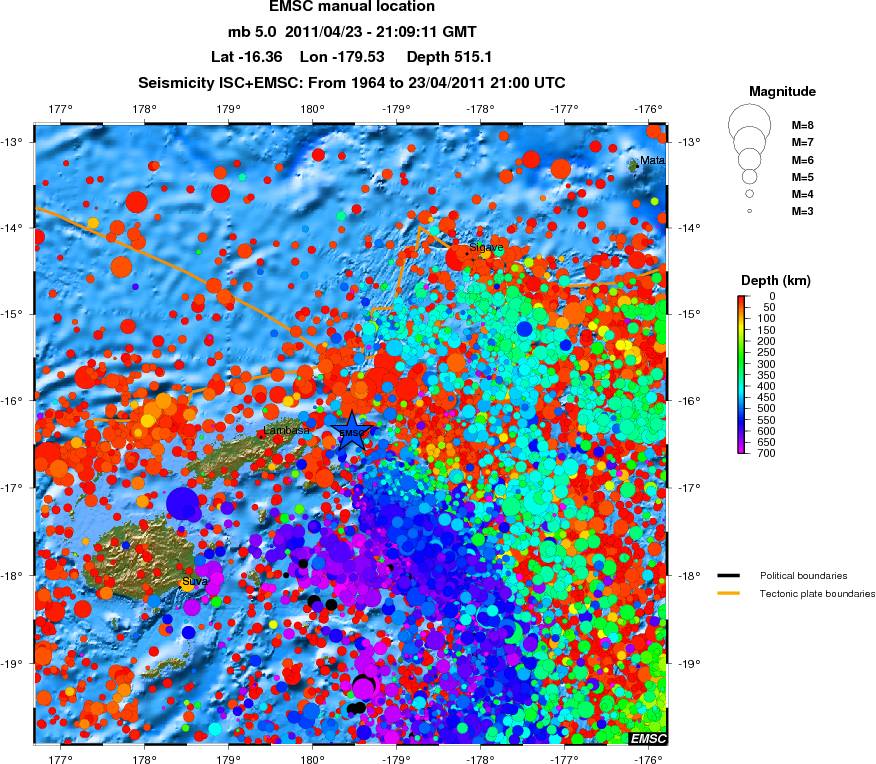 regional depth historical seismicity
