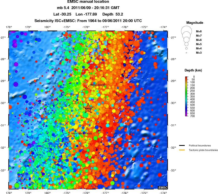 regional depth historical seismicity