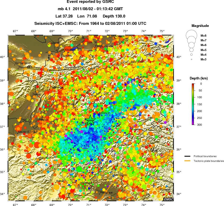 regional depth historical seismicity