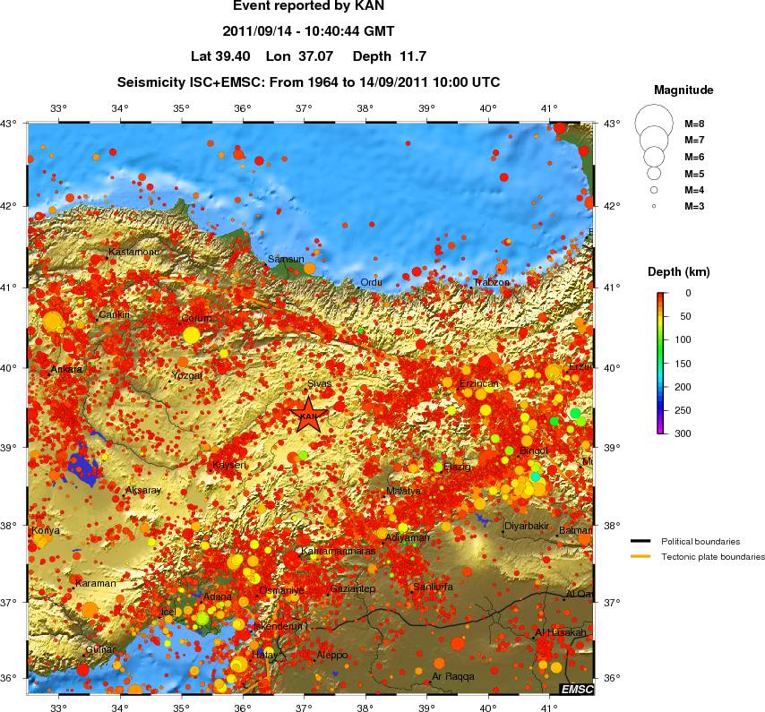 regional depth historical seismicity