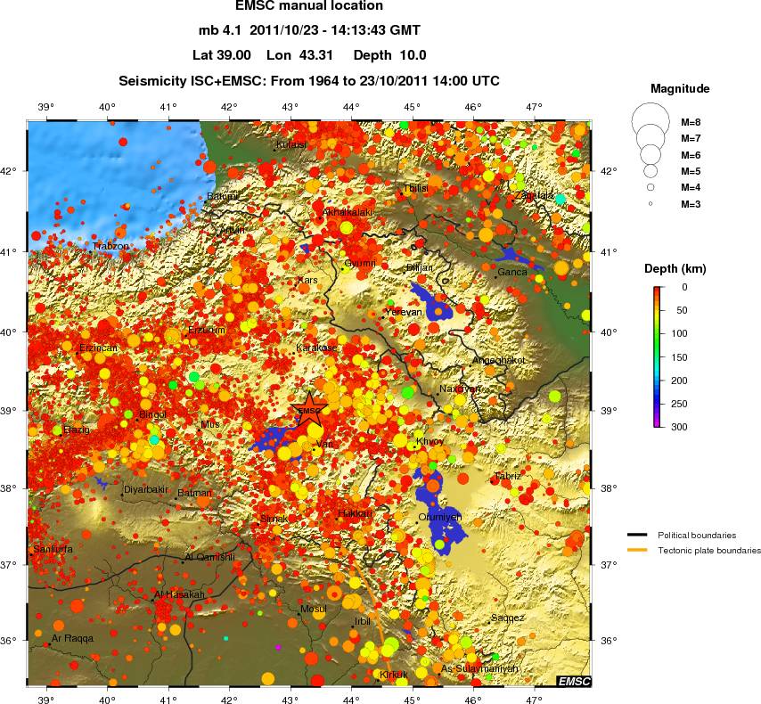 regional depth historical seismicity