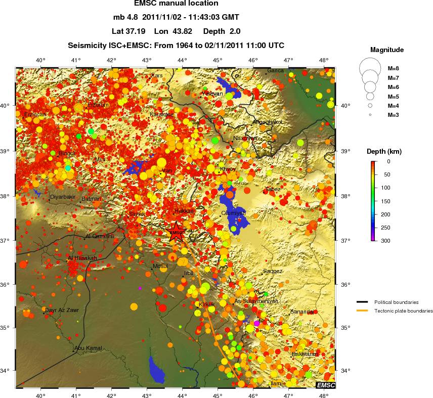regional depth historical seismicity