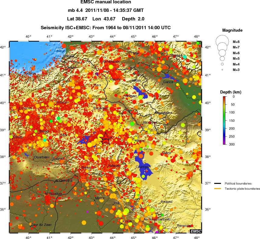 regional depth historical seismicity