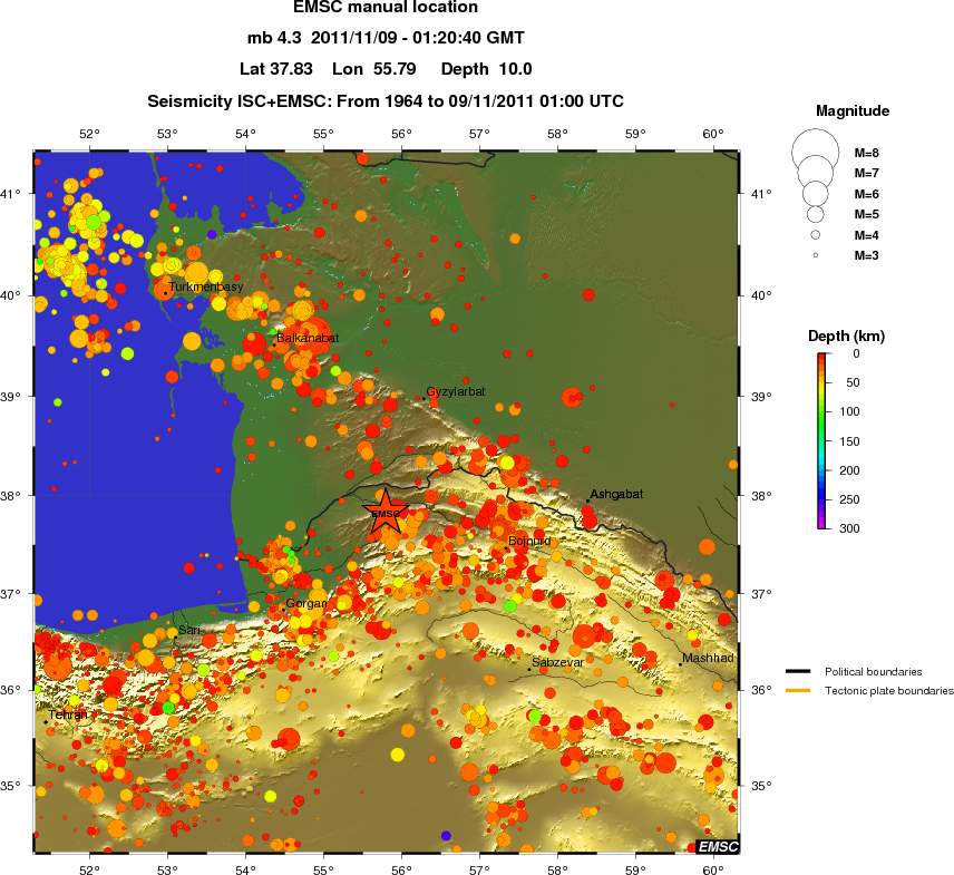 regional depth historical seismicity