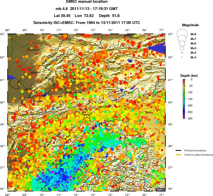 regional depth historical seismicity