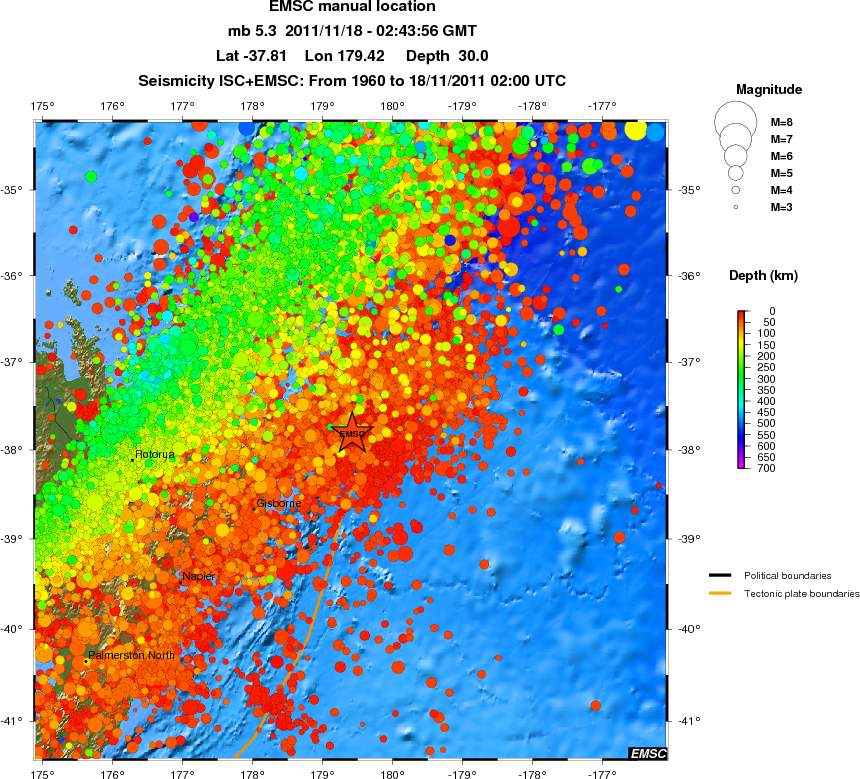 regional depth historical seismicity