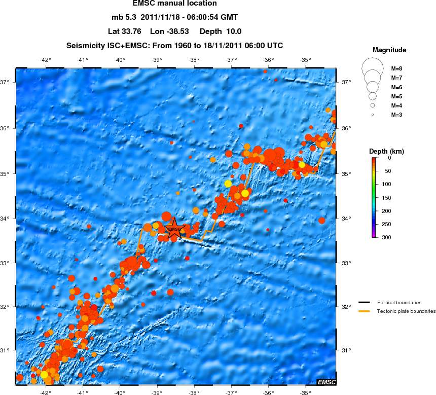 regional depth historical seismicity