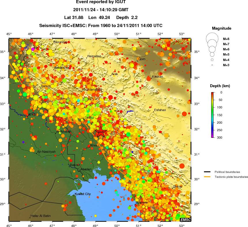 regional depth historical seismicity