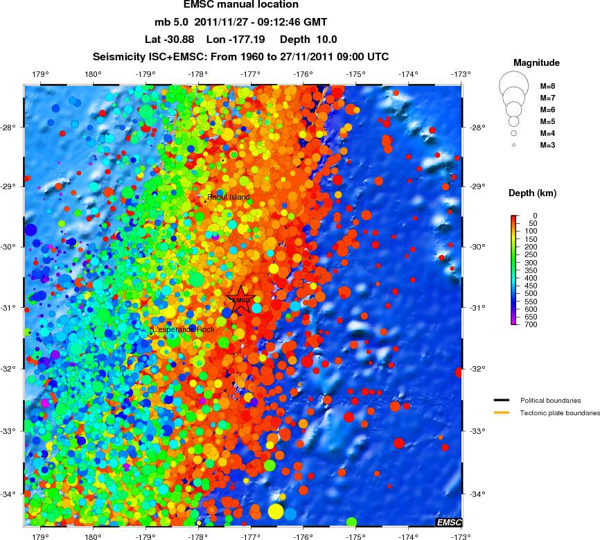 regional depth historical seismicity