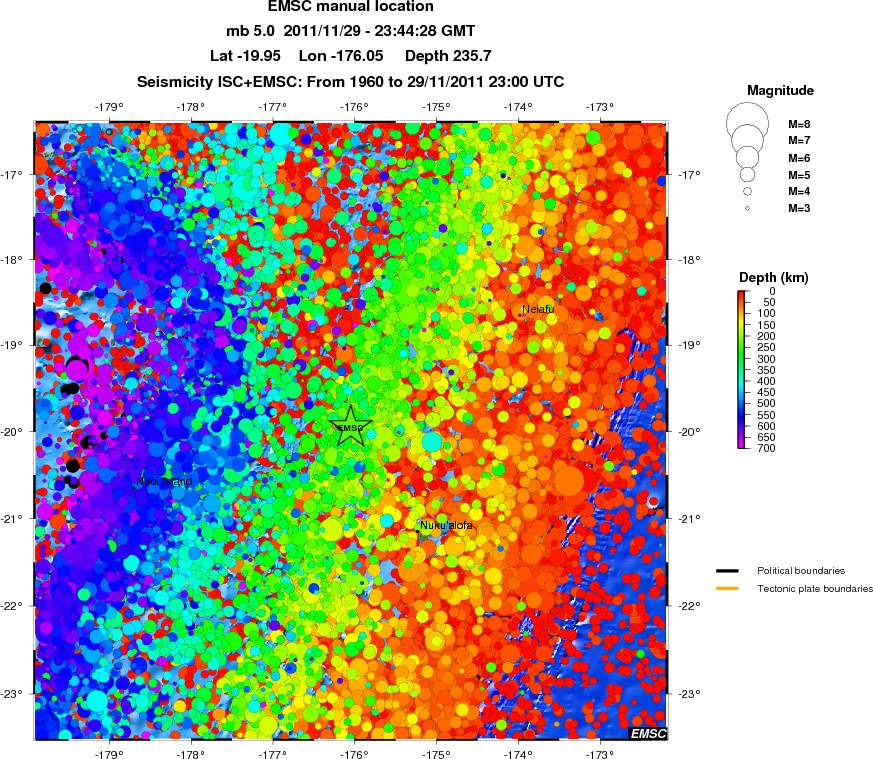regional depth historical seismicity