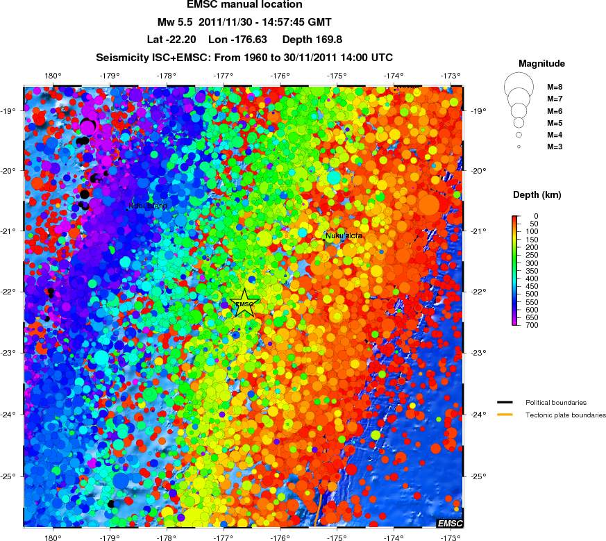 regional depth historical seismicity
