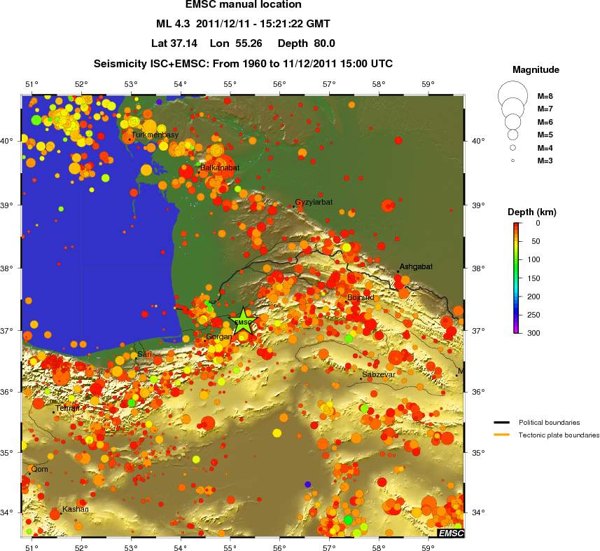 regional depth historical seismicity