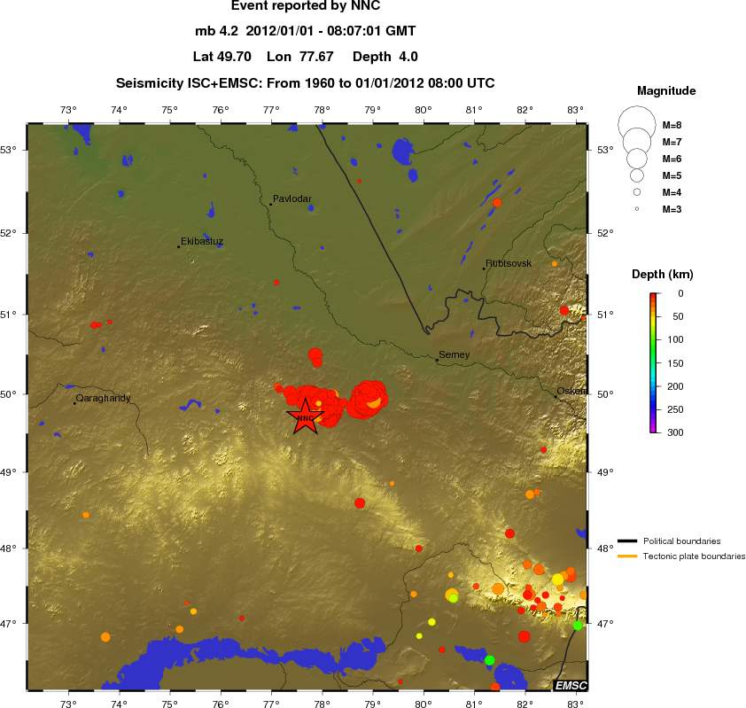 regional depth historical seismicity
