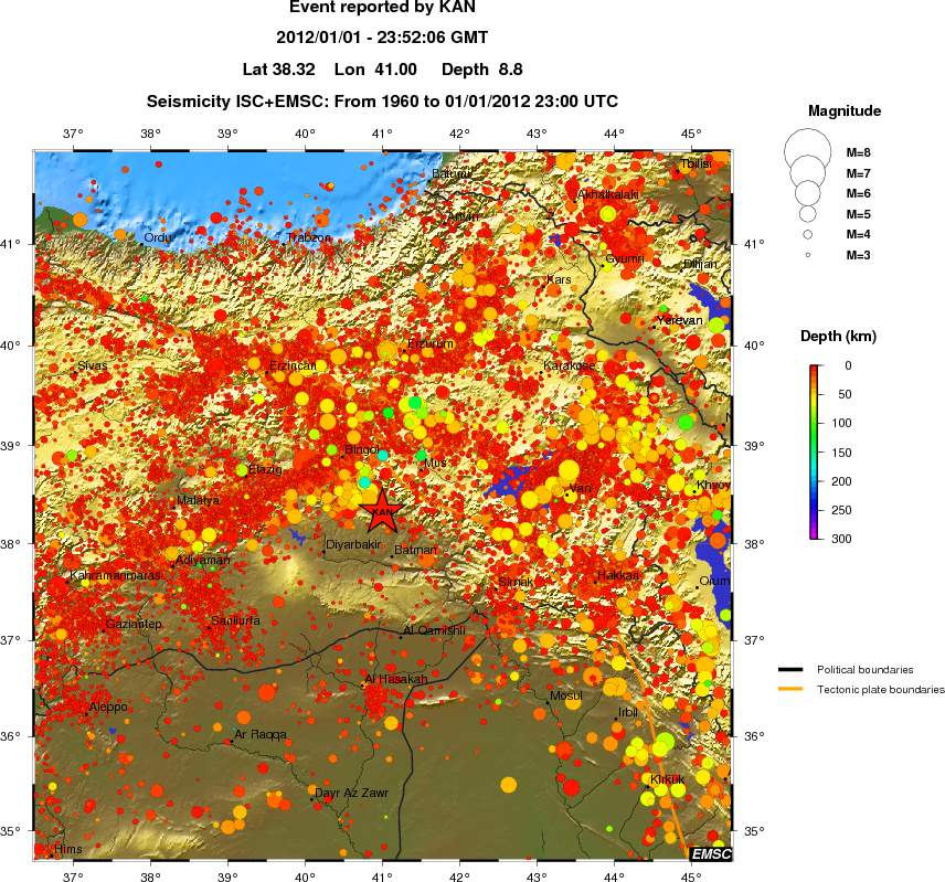 regional depth historical seismicity