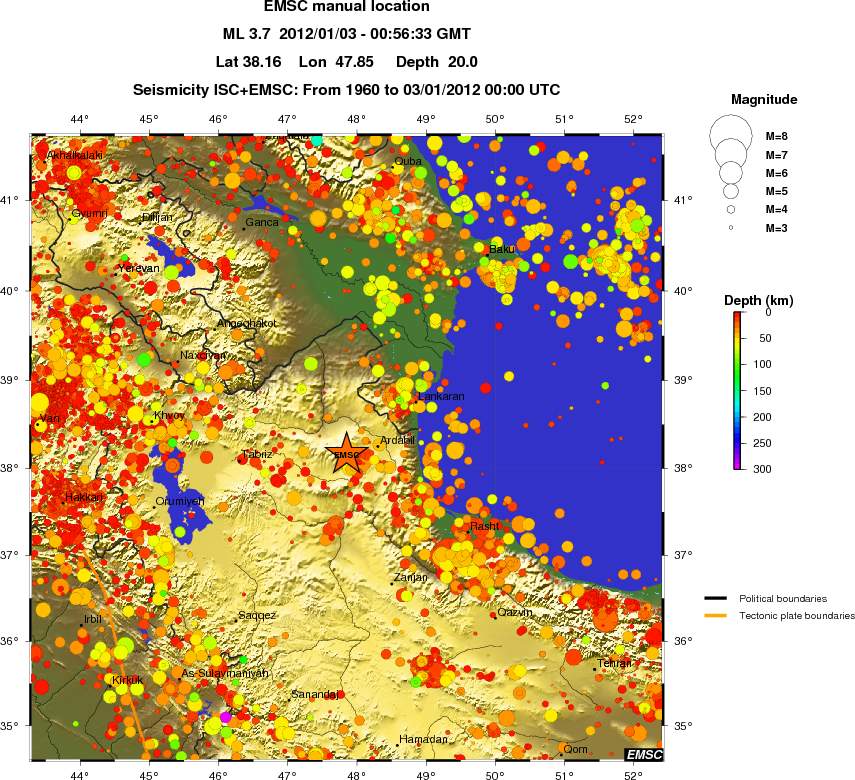 regional depth historical seismicity