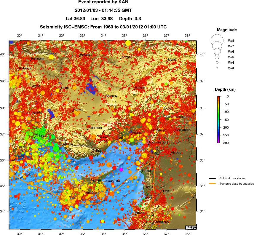 regional depth historical seismicity