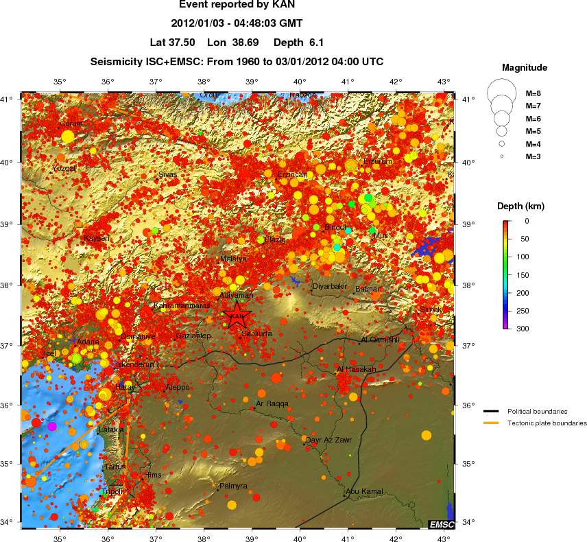 regional depth historical seismicity