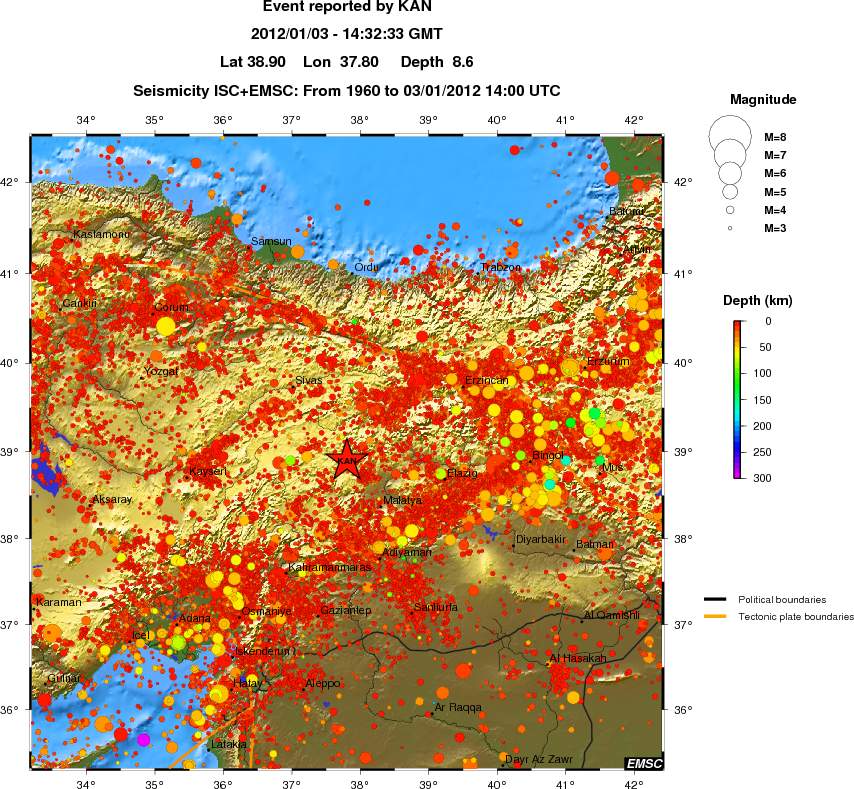 regional depth historical seismicity