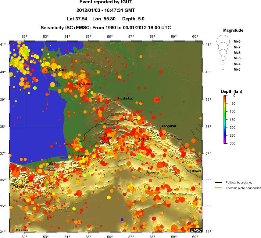 regional depth historical seismicity