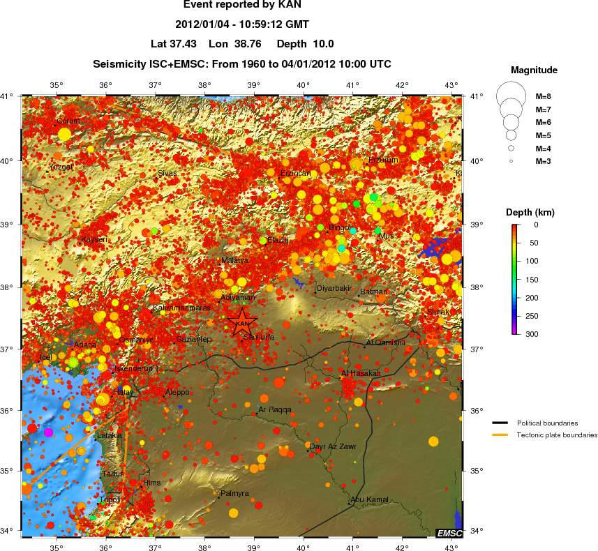 regional depth historical seismicity