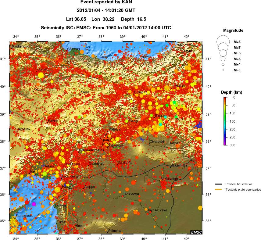 regional depth historical seismicity