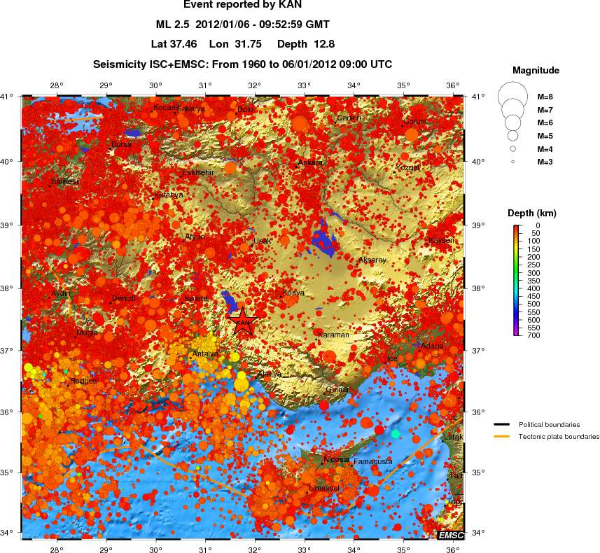 regional depth historical seismicity