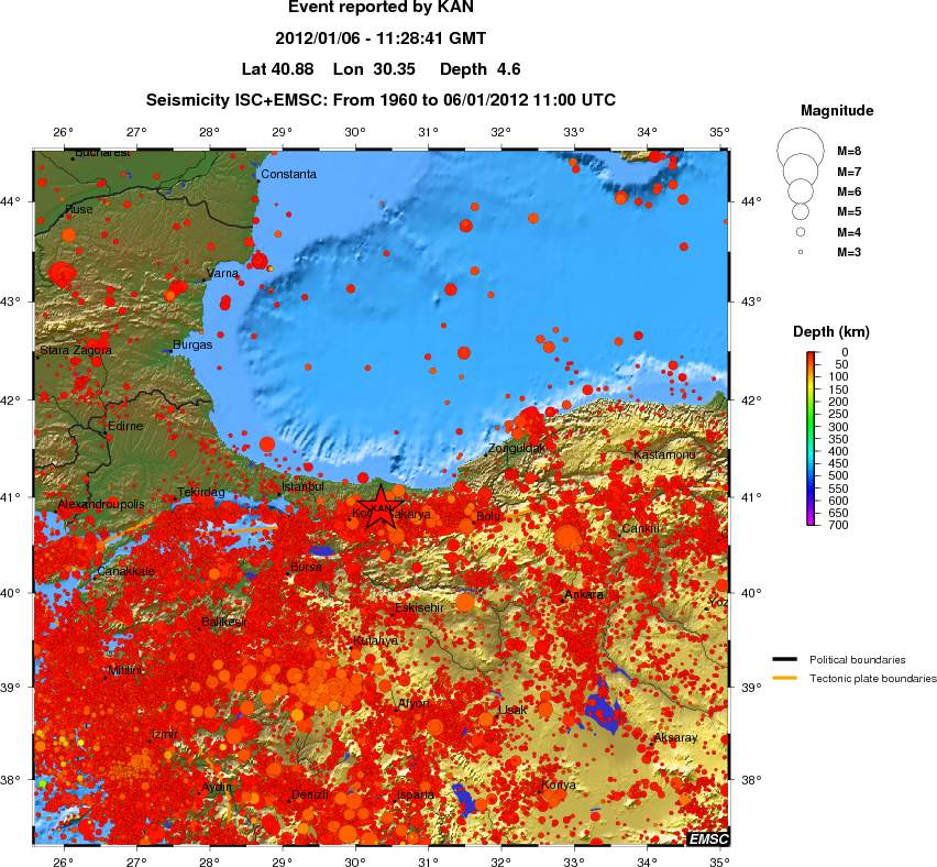 regional depth historical seismicity