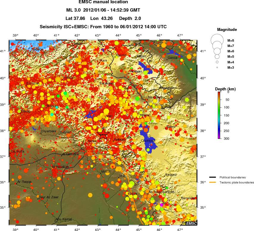 regional depth historical seismicity