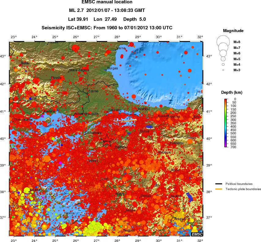 regional depth historical seismicity