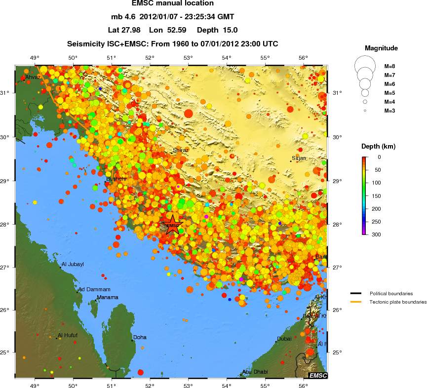 regional depth historical seismicity