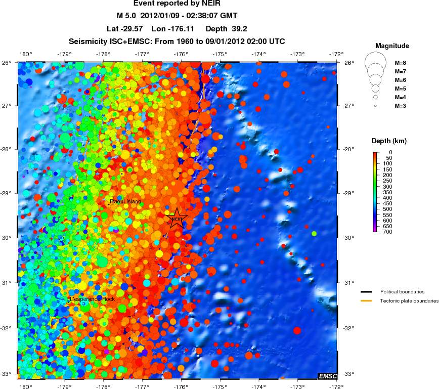 regional depth historical seismicity