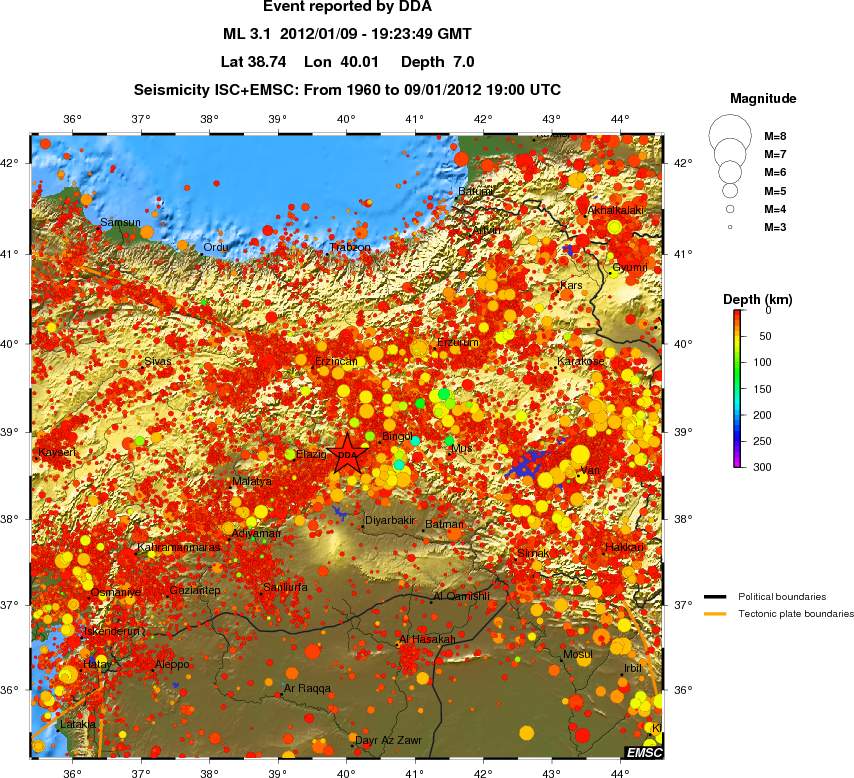 regional depth historical seismicity
