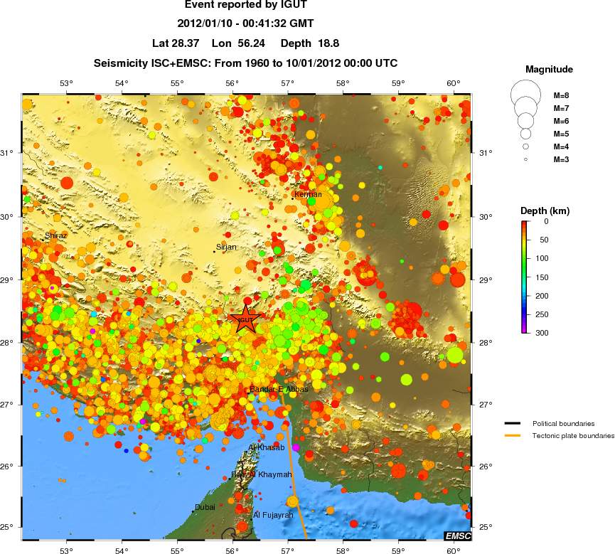 regional depth historical seismicity