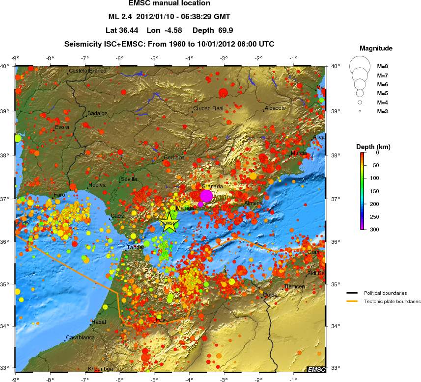 regional depth historical seismicity