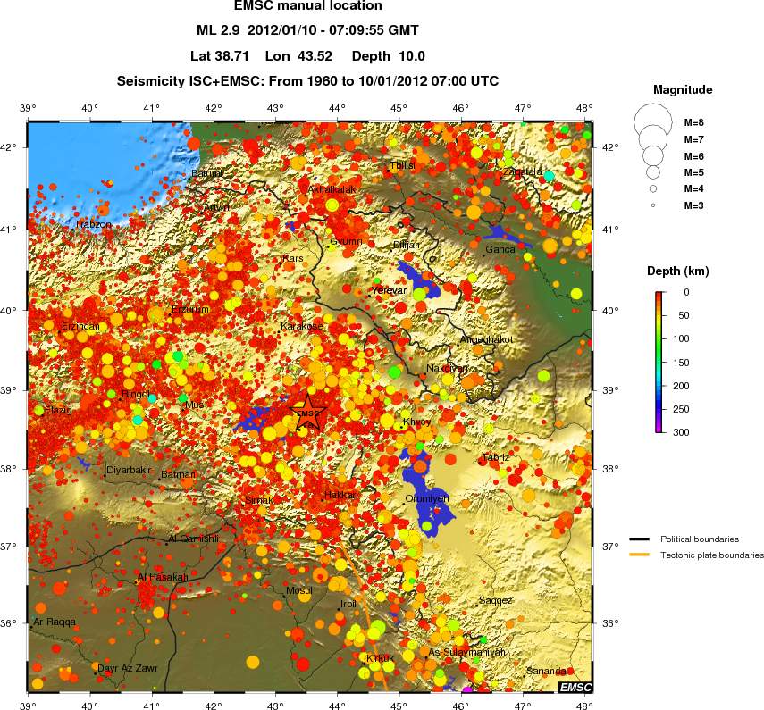 regional depth historical seismicity