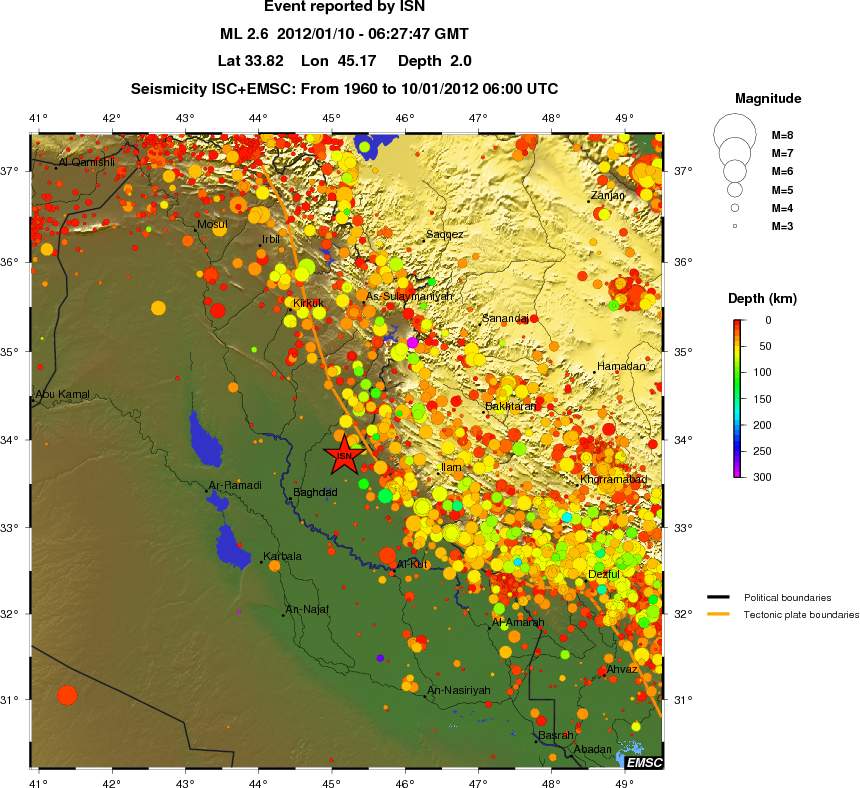 regional depth historical seismicity