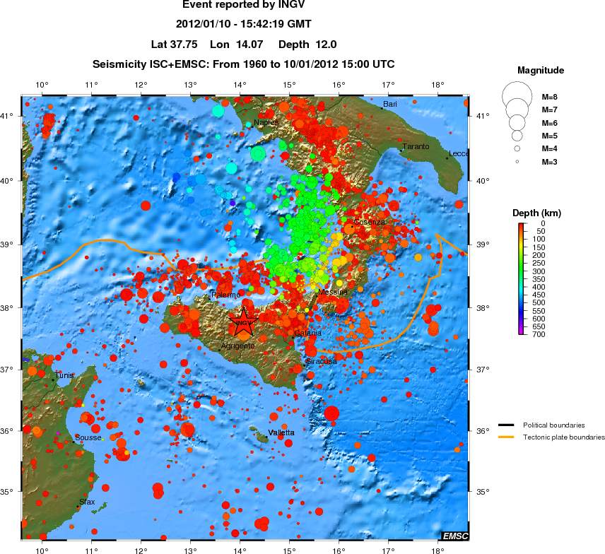 regional depth historical seismicity