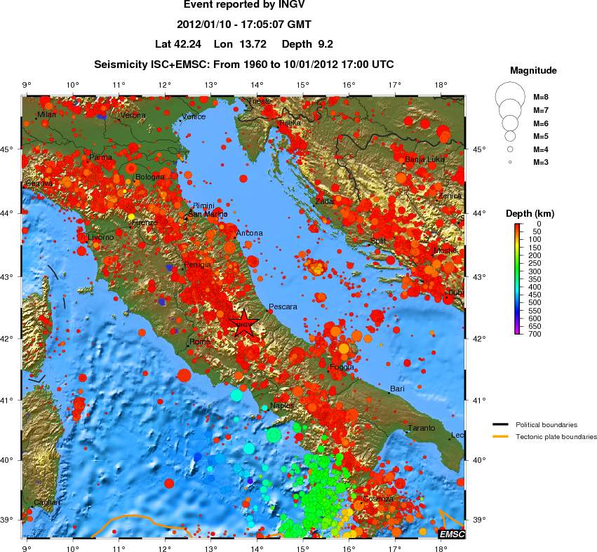 regional depth historical seismicity