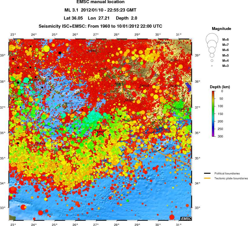 regional depth historical seismicity