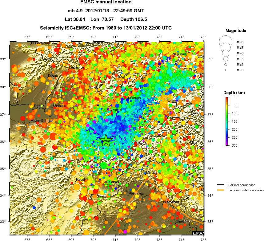regional depth historical seismicity