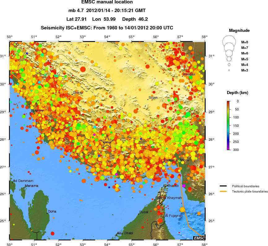 regional depth historical seismicity
