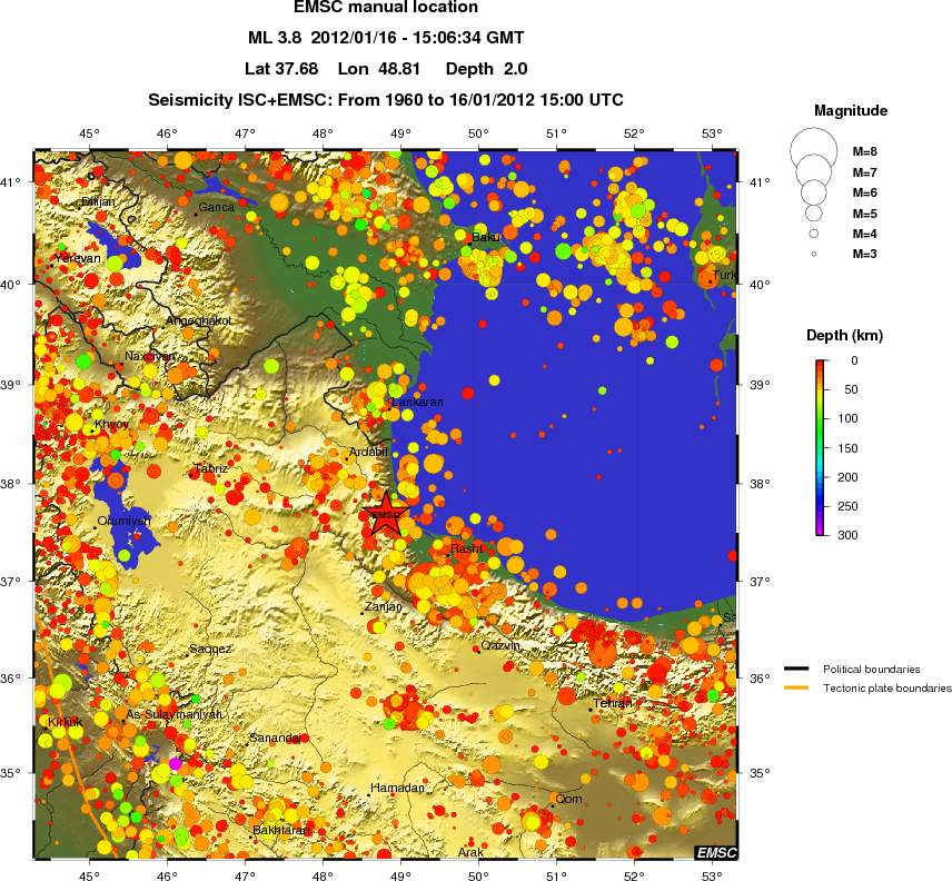 regional depth historical seismicity