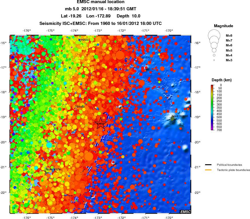 regional depth historical seismicity