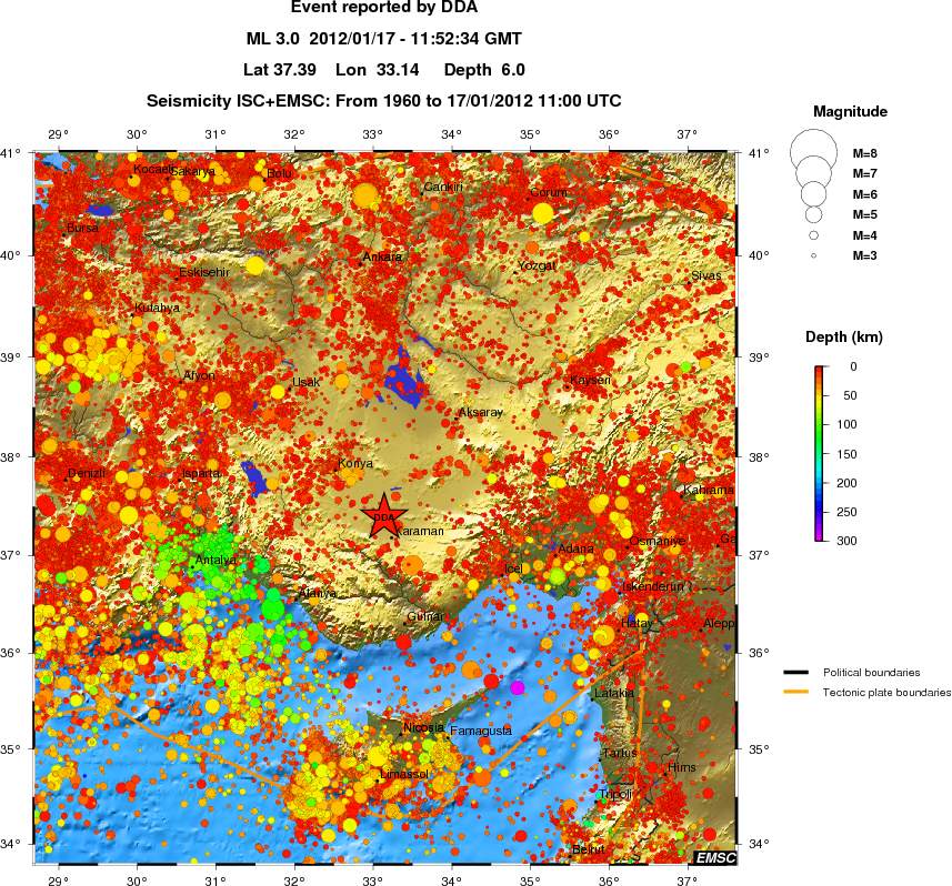 regional depth historical seismicity